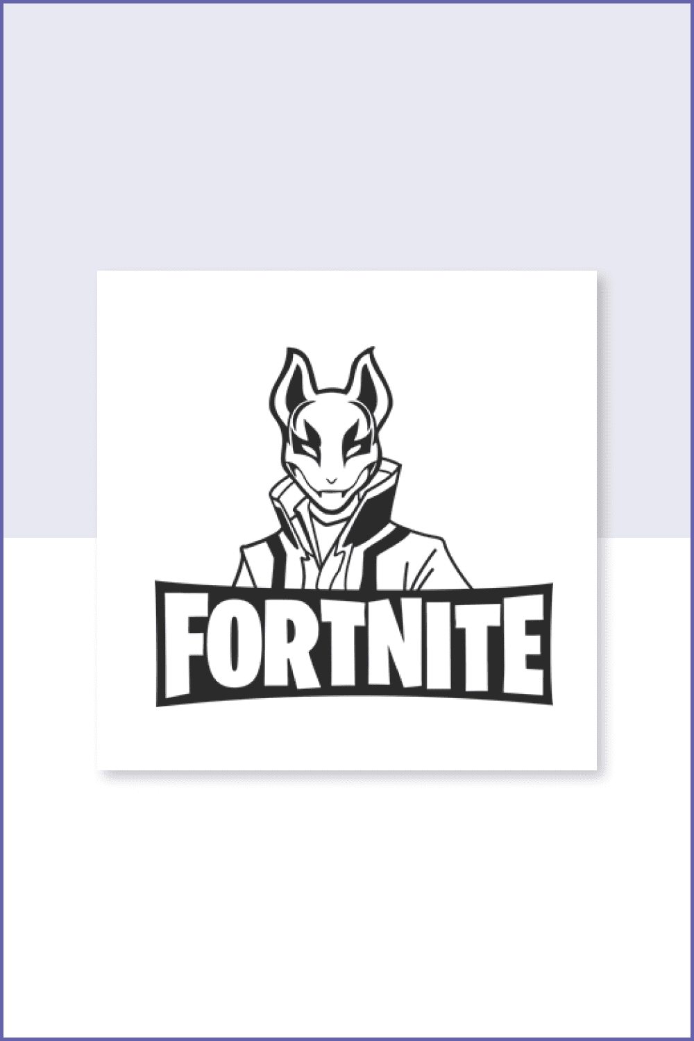Silhouette of the hero of the game Fortnite and the inscription Fortnite.
