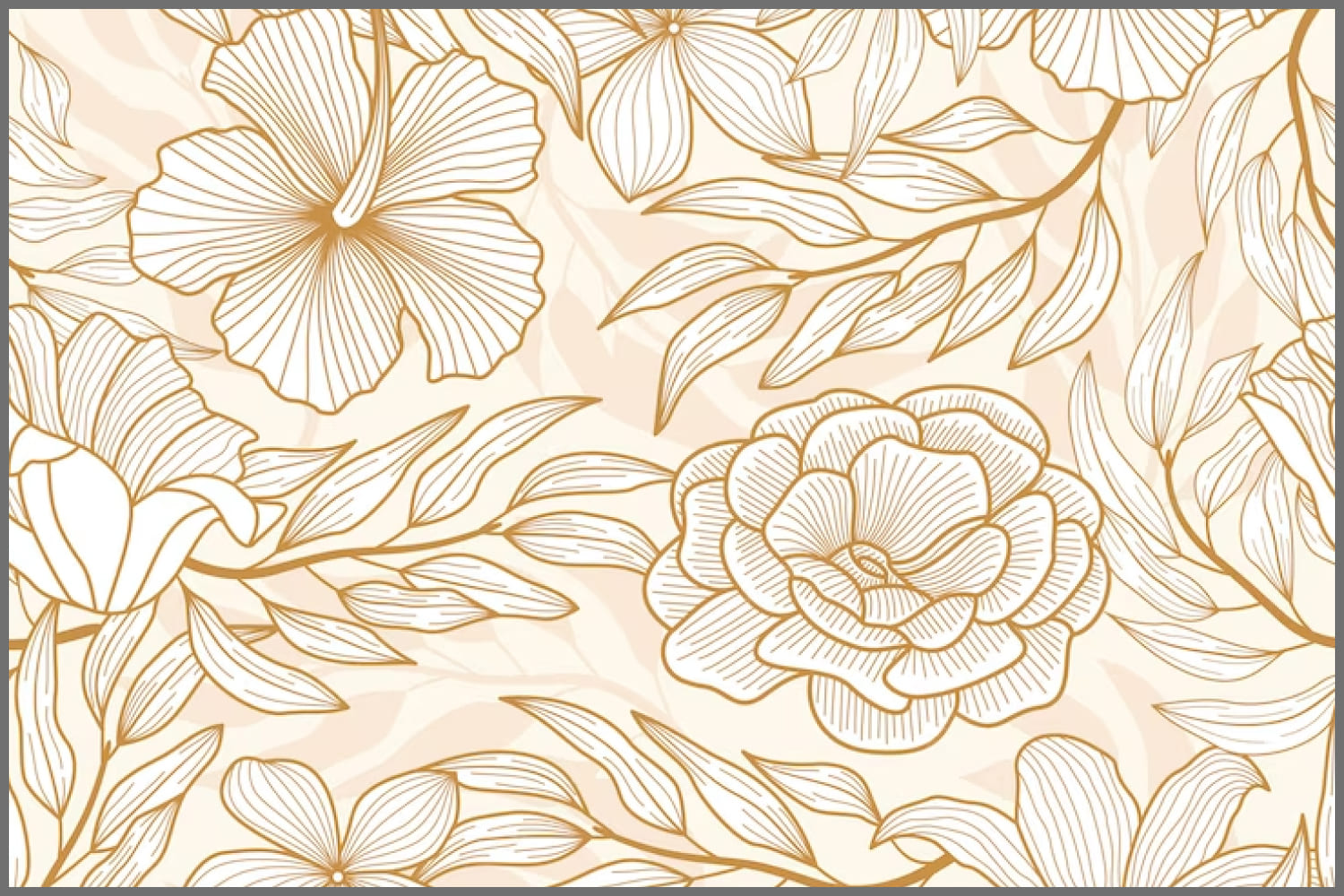 Seamless vintage flower background pattern with neat hand-drawn details.