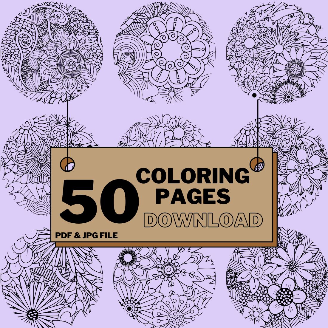 Serenity Mandalas: A Captivating Collection of 50 Digital Coloring Pages Bundle cover image.