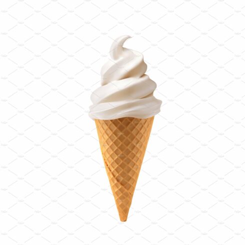 Realistic soft ice cream waffle cone cover image.