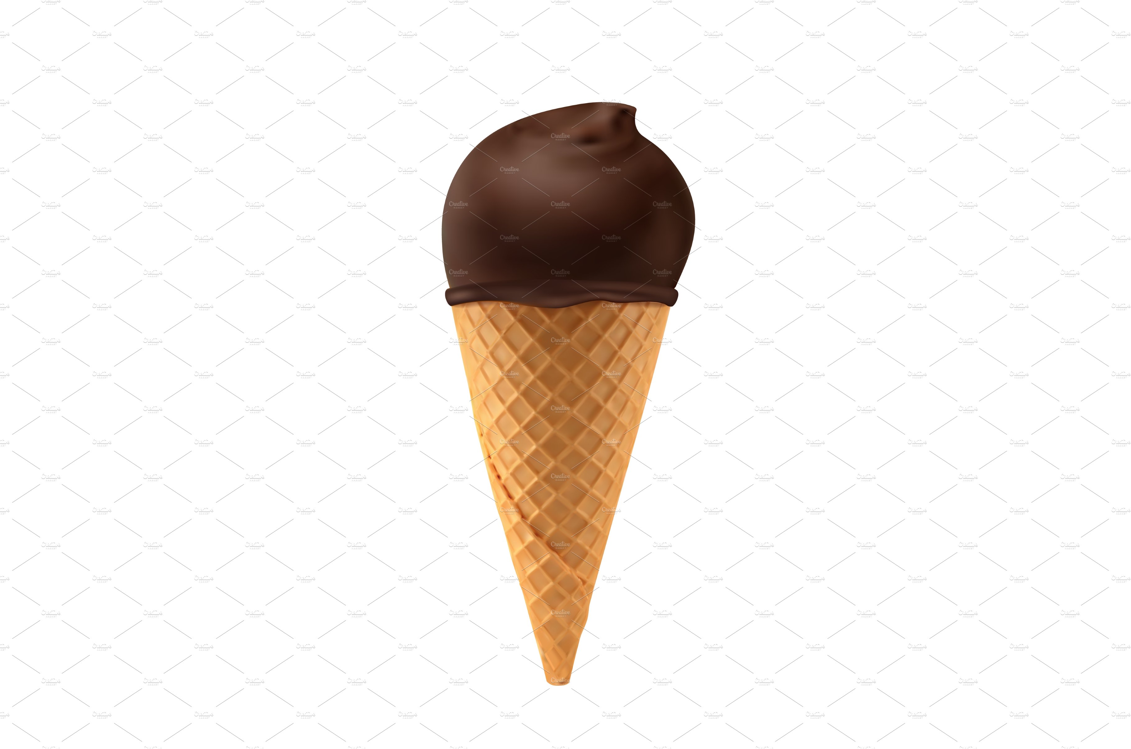 Realistic ice cream cone with glaze cover image.