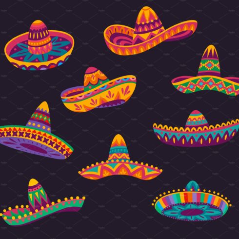 Cartoon Mexican sombrero hats cover image.