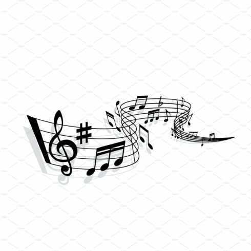 Music wave of musical notes, staff cover image.