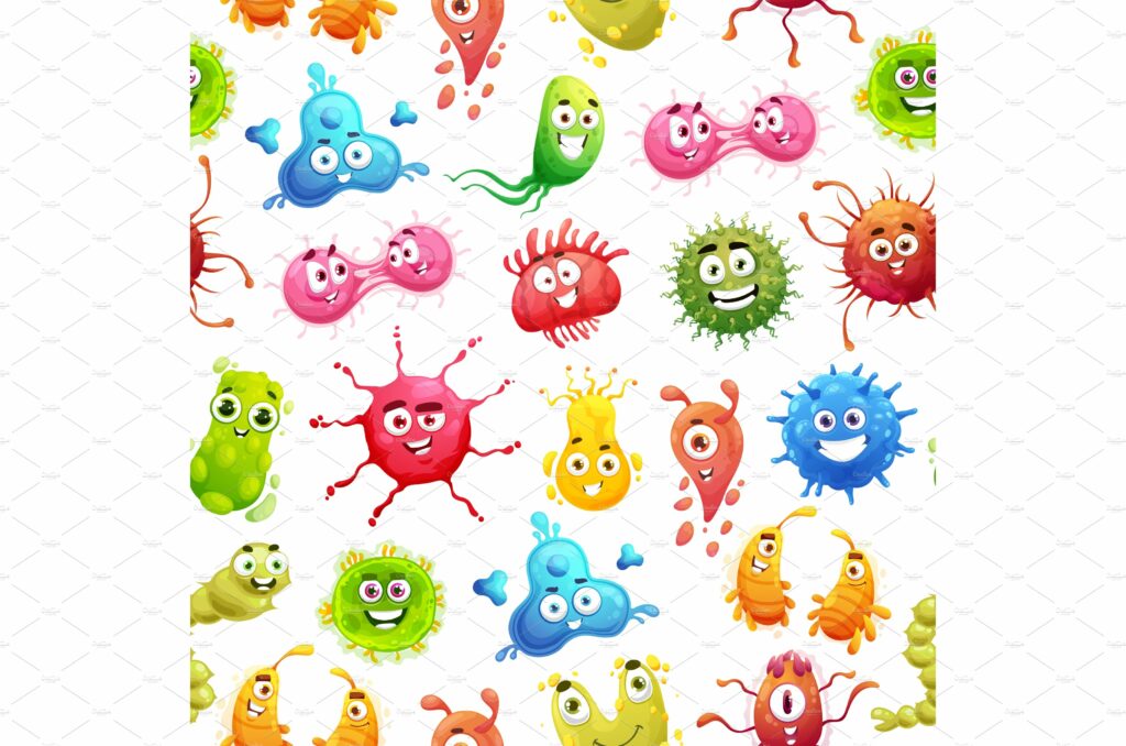 Cartoon viruses, germs pattern – MasterBundles