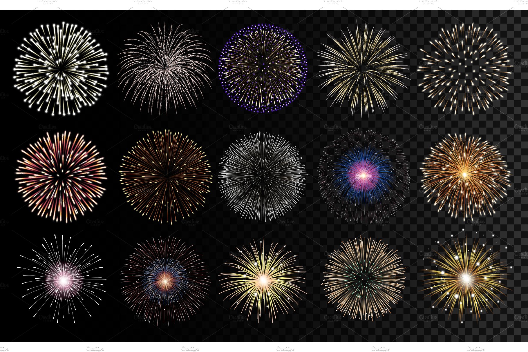 Fireworks realistic vector cover image.