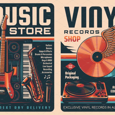 vinyl records and music store cover image.