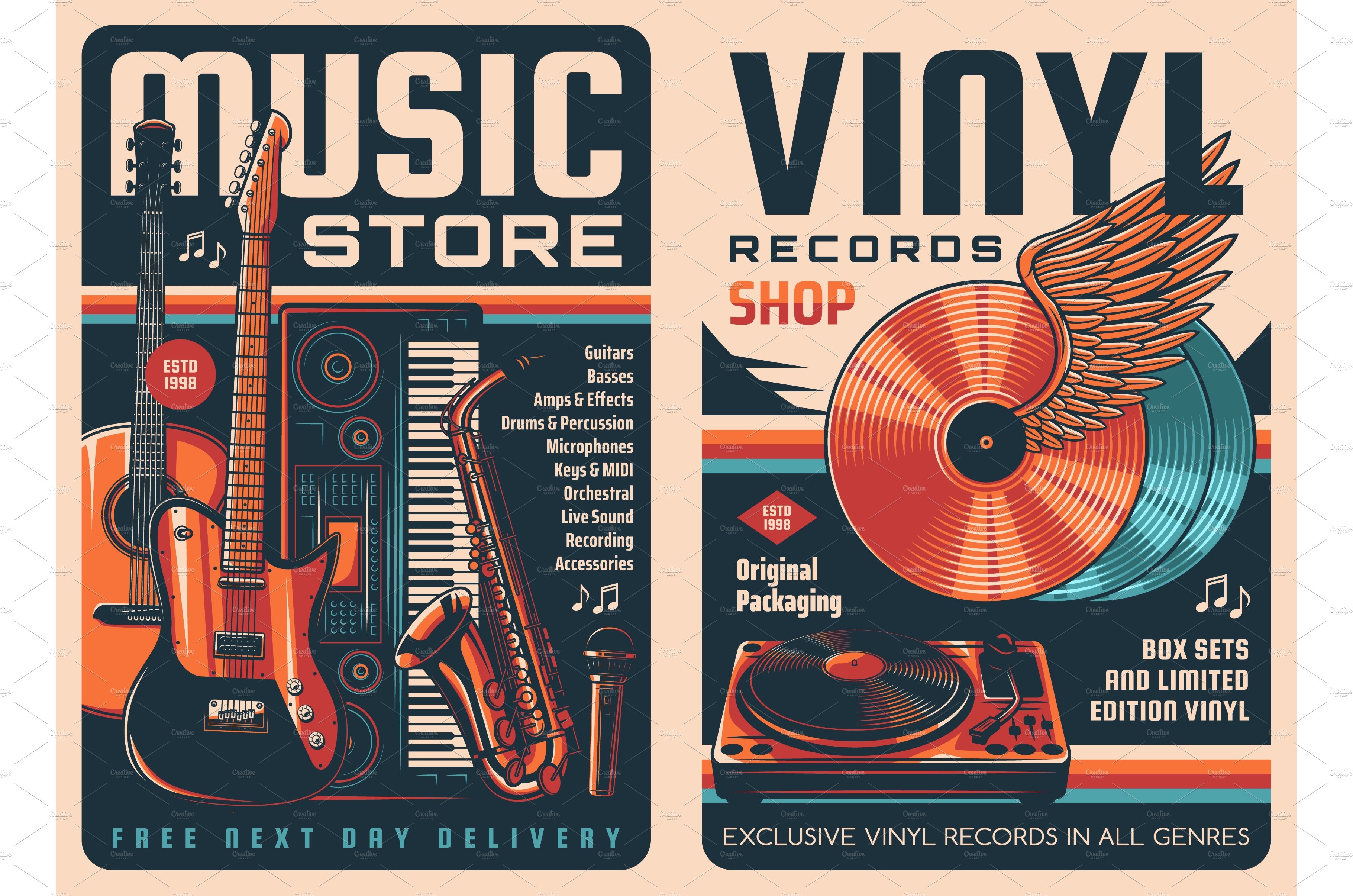 vinyl records and music store cover image.