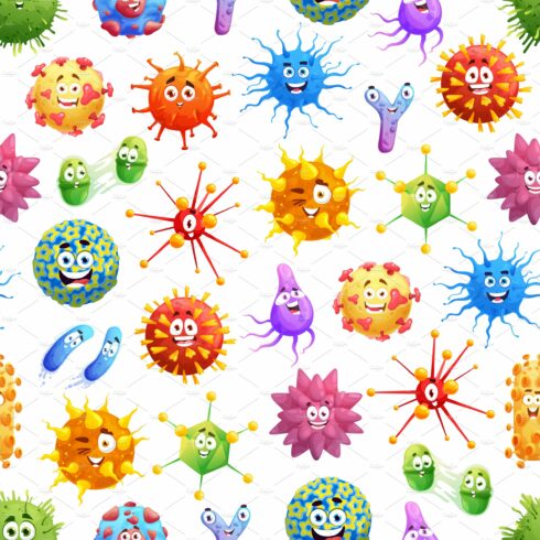 Cartoon virus, microbe pattern cover image.