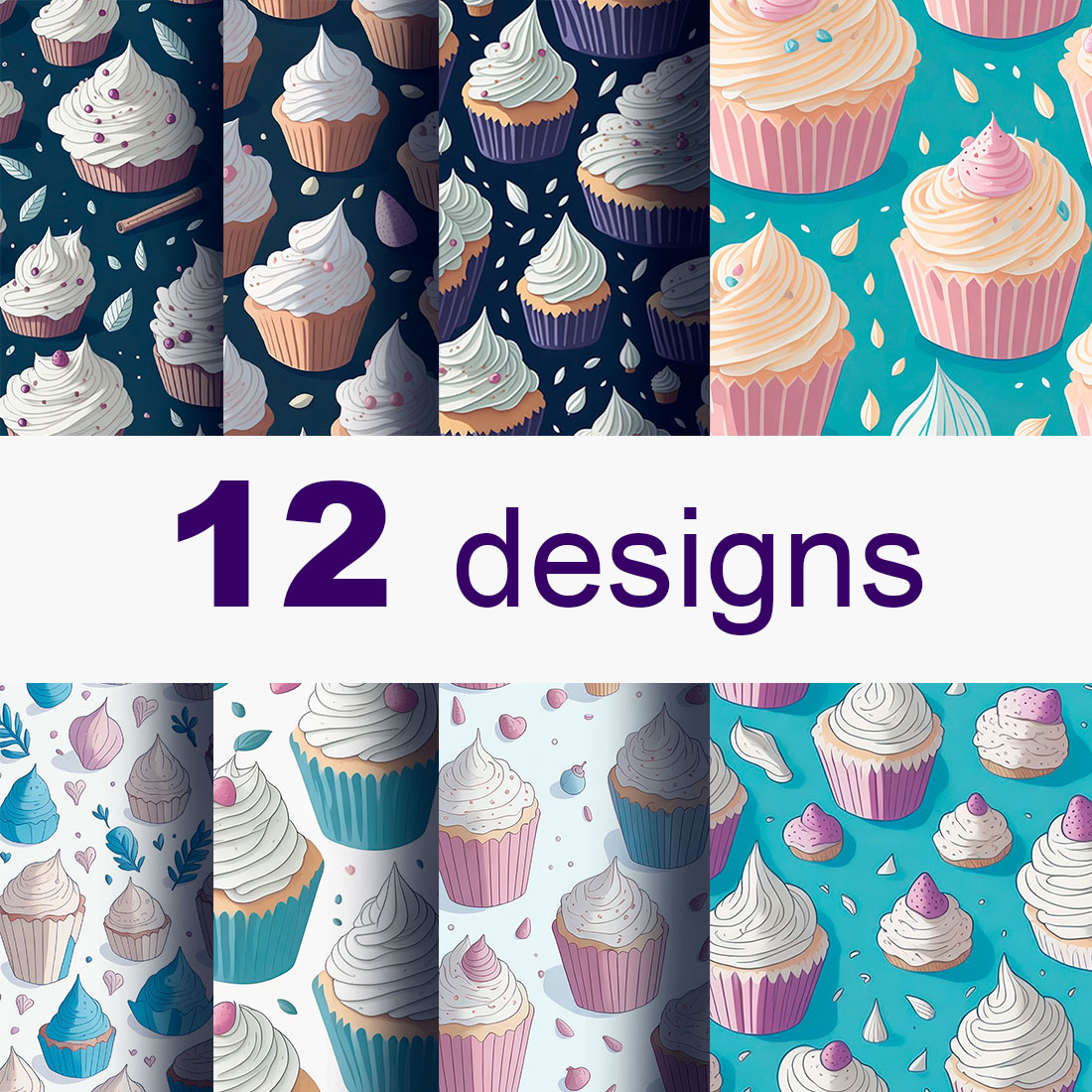 pattern cupcakes designs 12 pieces preview image.