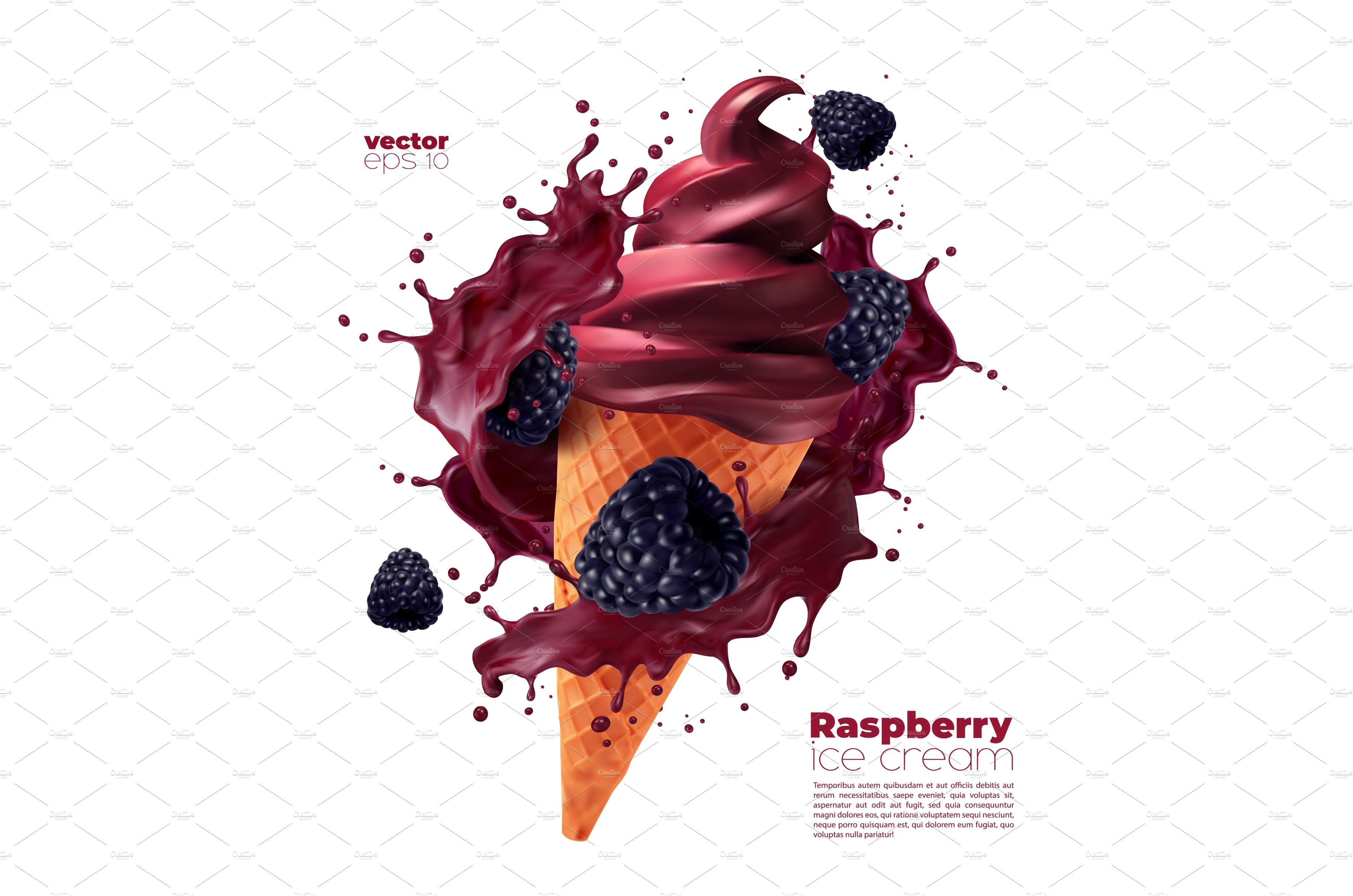 Isolated blackberry ice cream cover image.