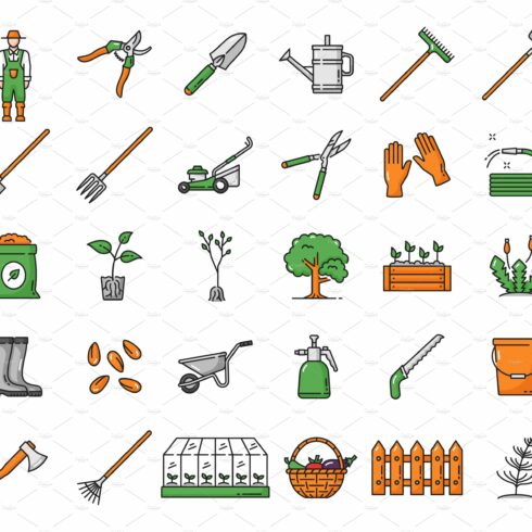 Agriculture farming, gardening tools cover image.