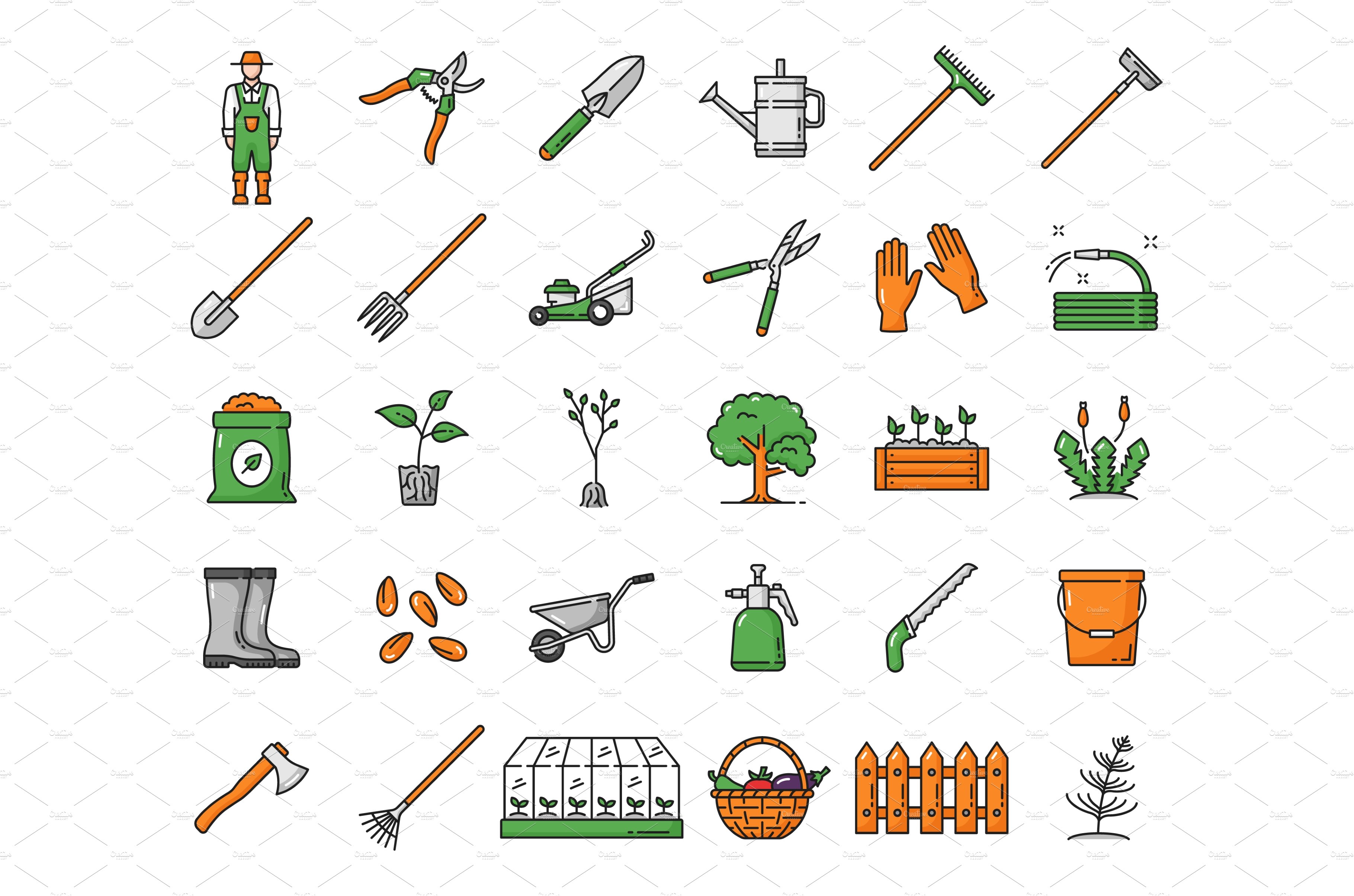 Agriculture farming, gardening tools cover image.