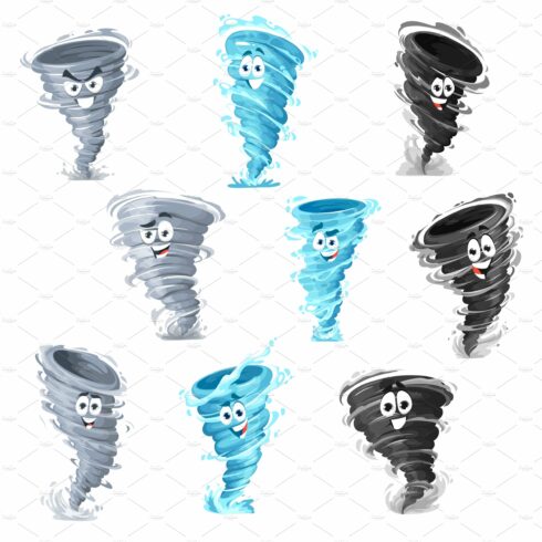 Cartoon tornado mascots, storm cover image.