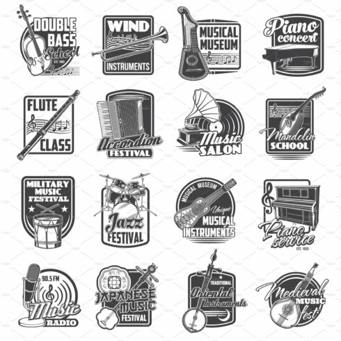 Musical instrument icons cover image.