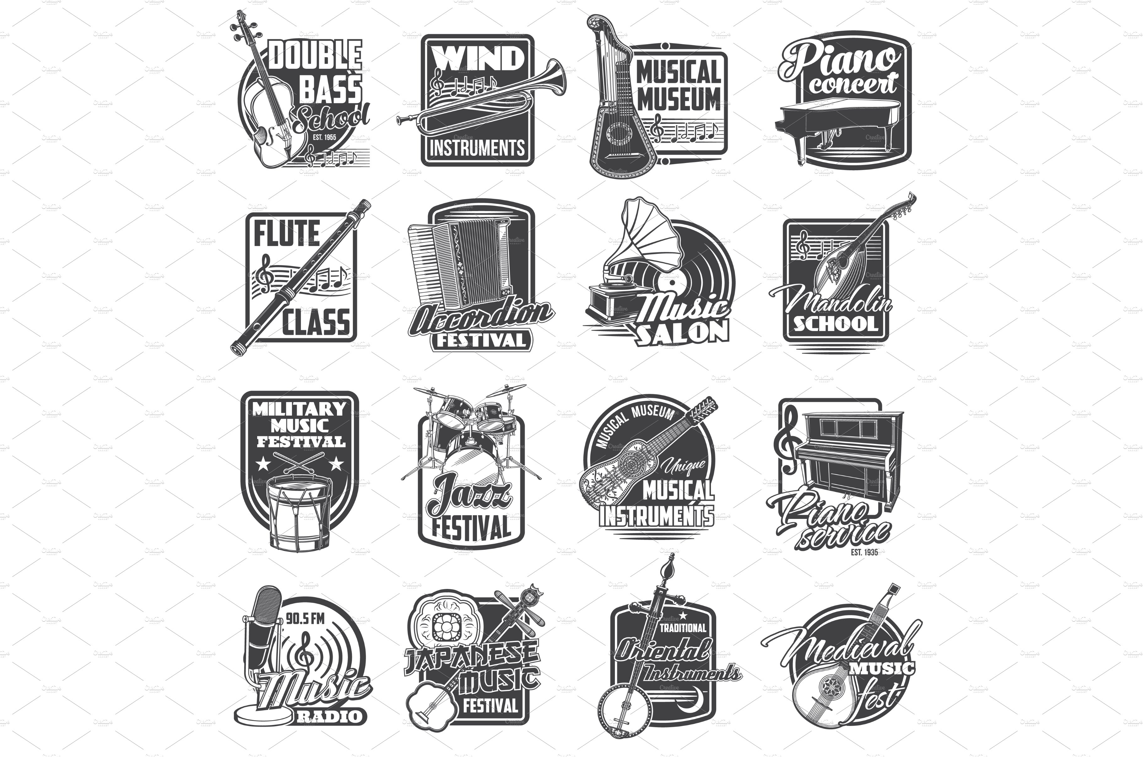 Musical instrument icons cover image.