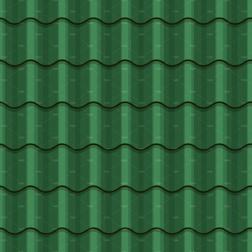 Green roof tile seamless pattern cover image.