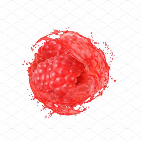 Ripe raw raspberry with splash cover image.