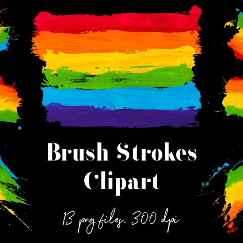 Rainbow Brush Strokes Clipart cover image.