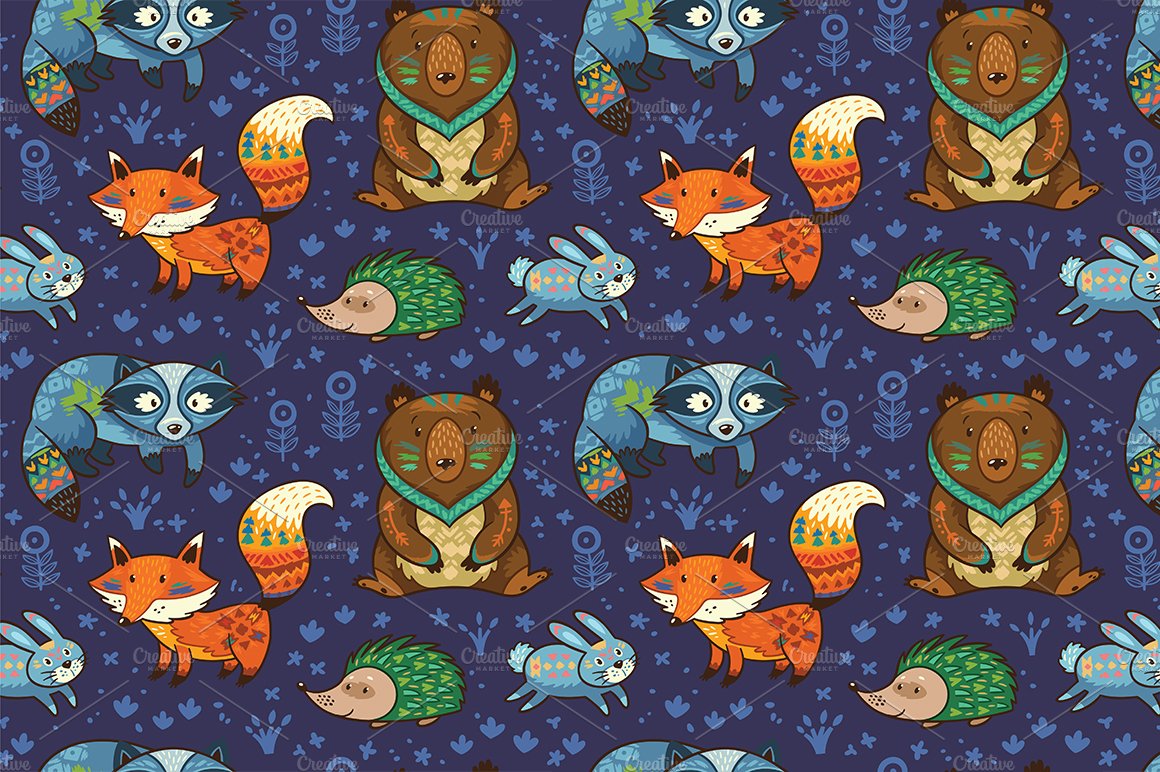 Forest animals pattern preview image.