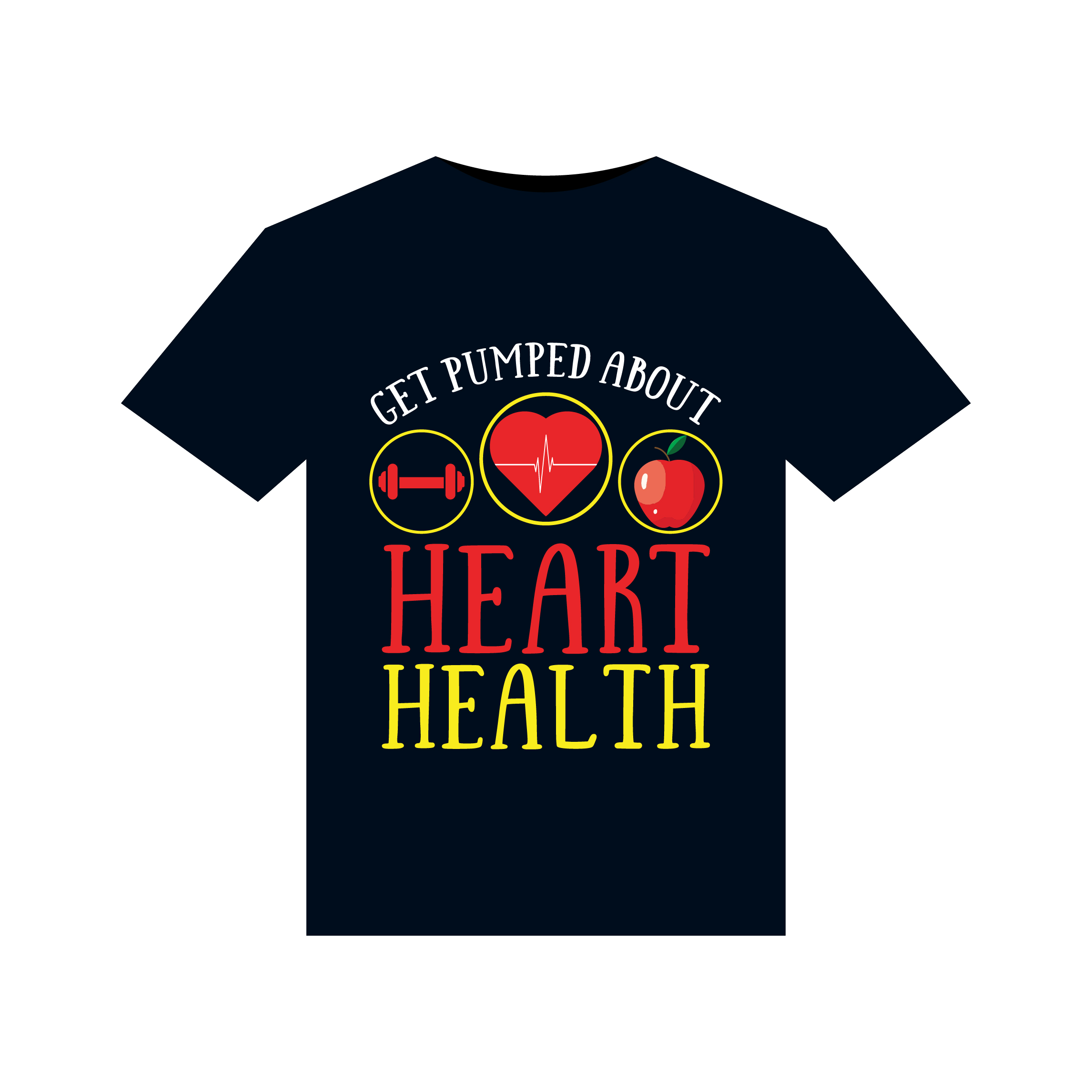 Get Pumped about Heart Health illustrations for print-ready T-Shirts design preview image.