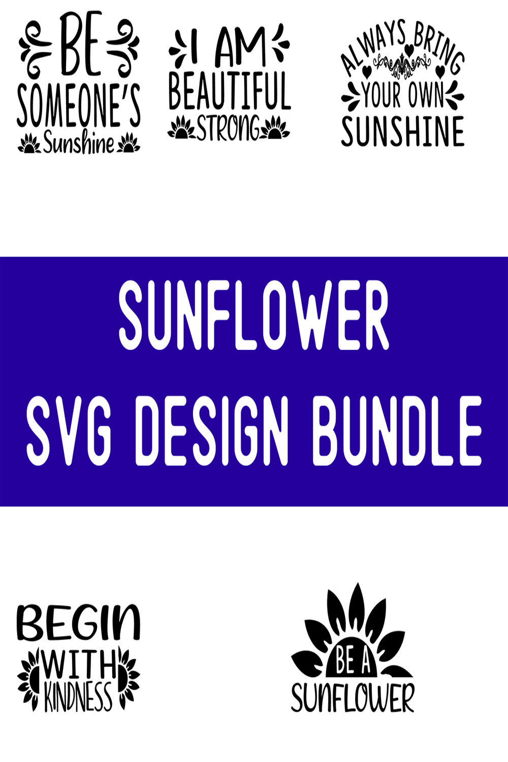 sunflower SVG Design Bundle pinterest preview image.