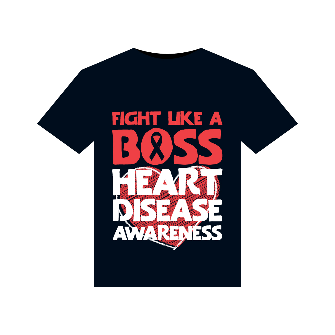 Heart Disease Warrior illustrations for print-ready T-Shirts design preview image.