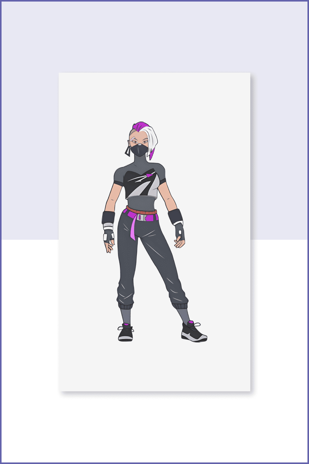 Fortnite heroine in gray with pink accents.