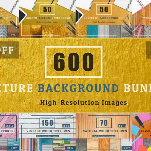 600 TEXTURE BACKGROUND BUNDLE cover image.