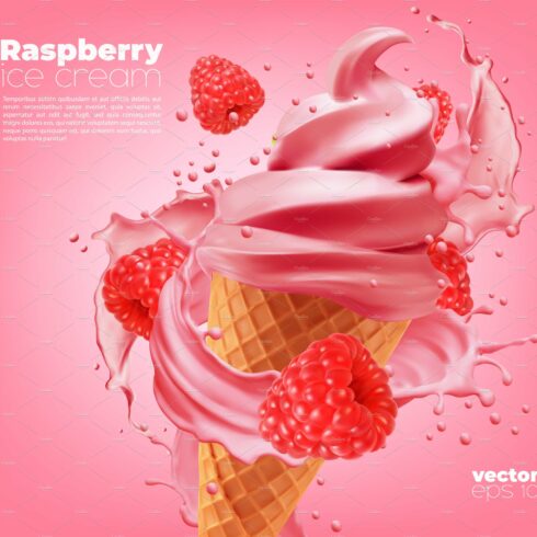 Raspberry soft ice cream cone cover image.