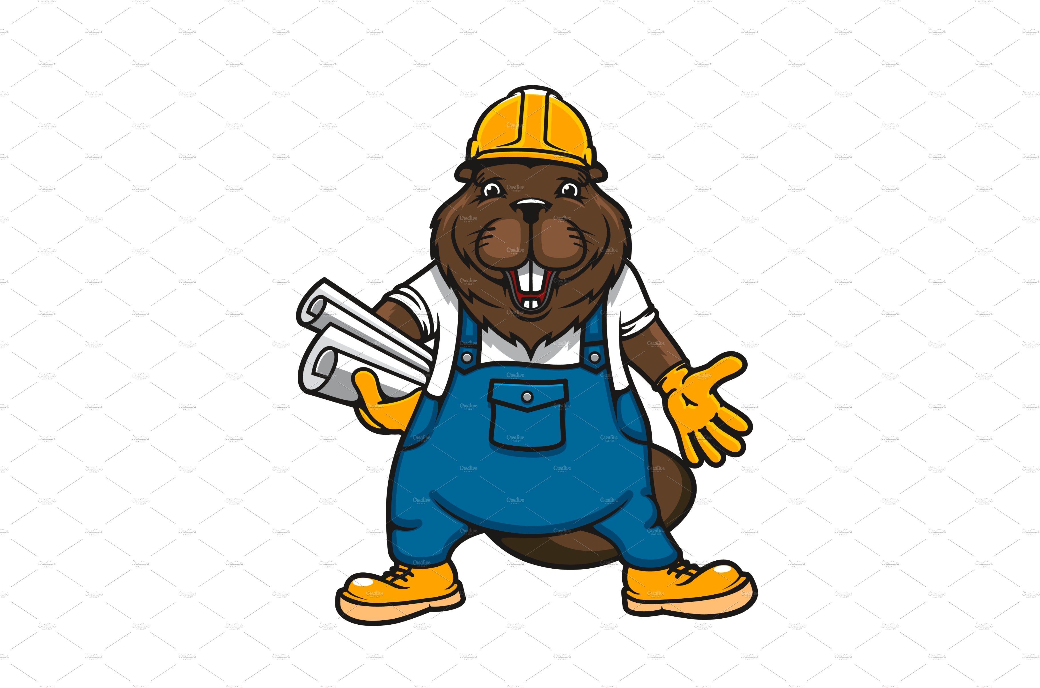 Cartoon beaver builder mascot cover image.