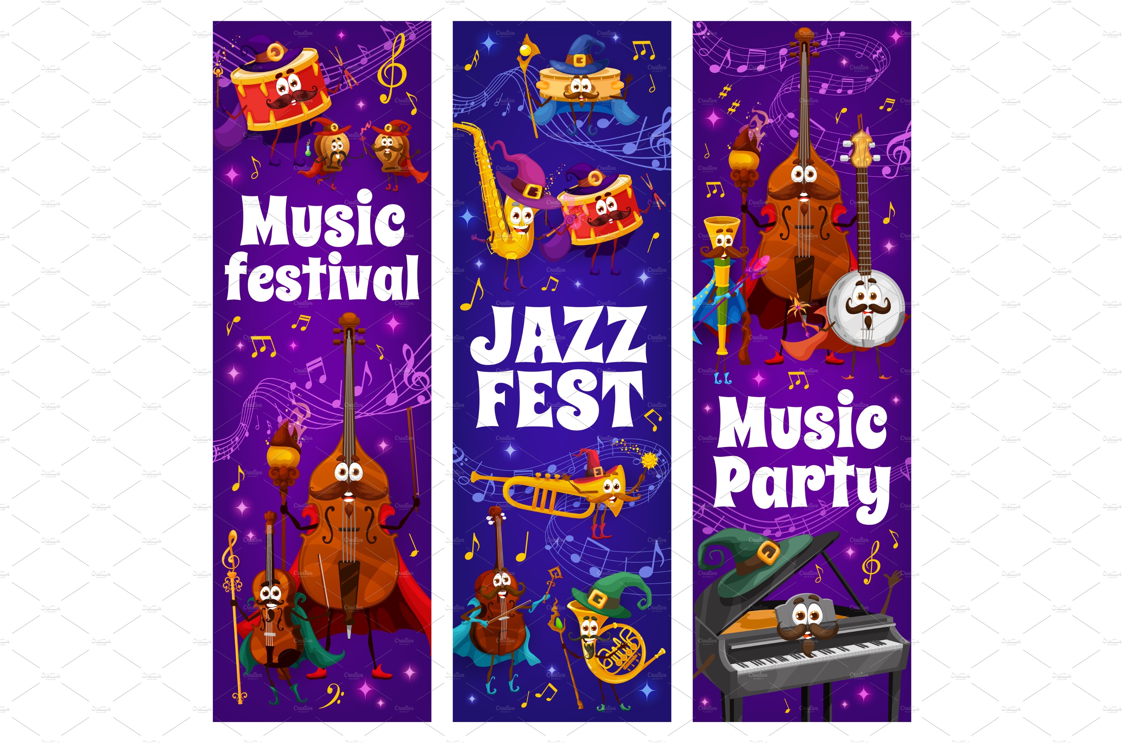 Wizard musical instrument characters cover image.