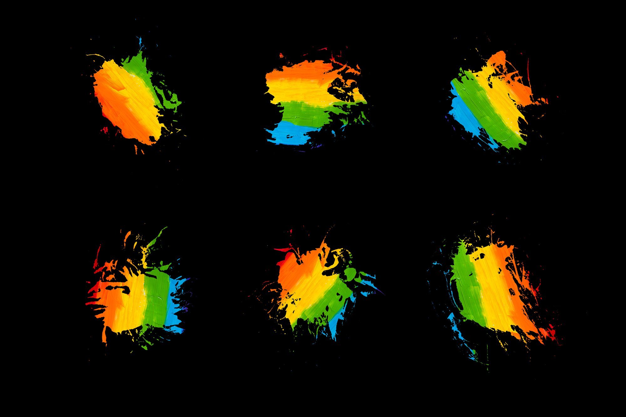 Rainbow Brush Strokes Clipart preview image.