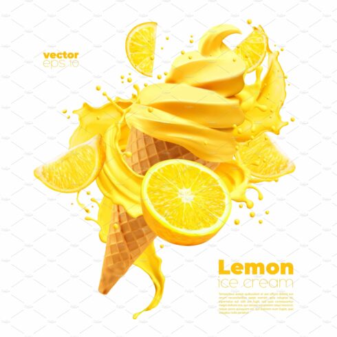 Isolated lemon soft ice cream cover image.
