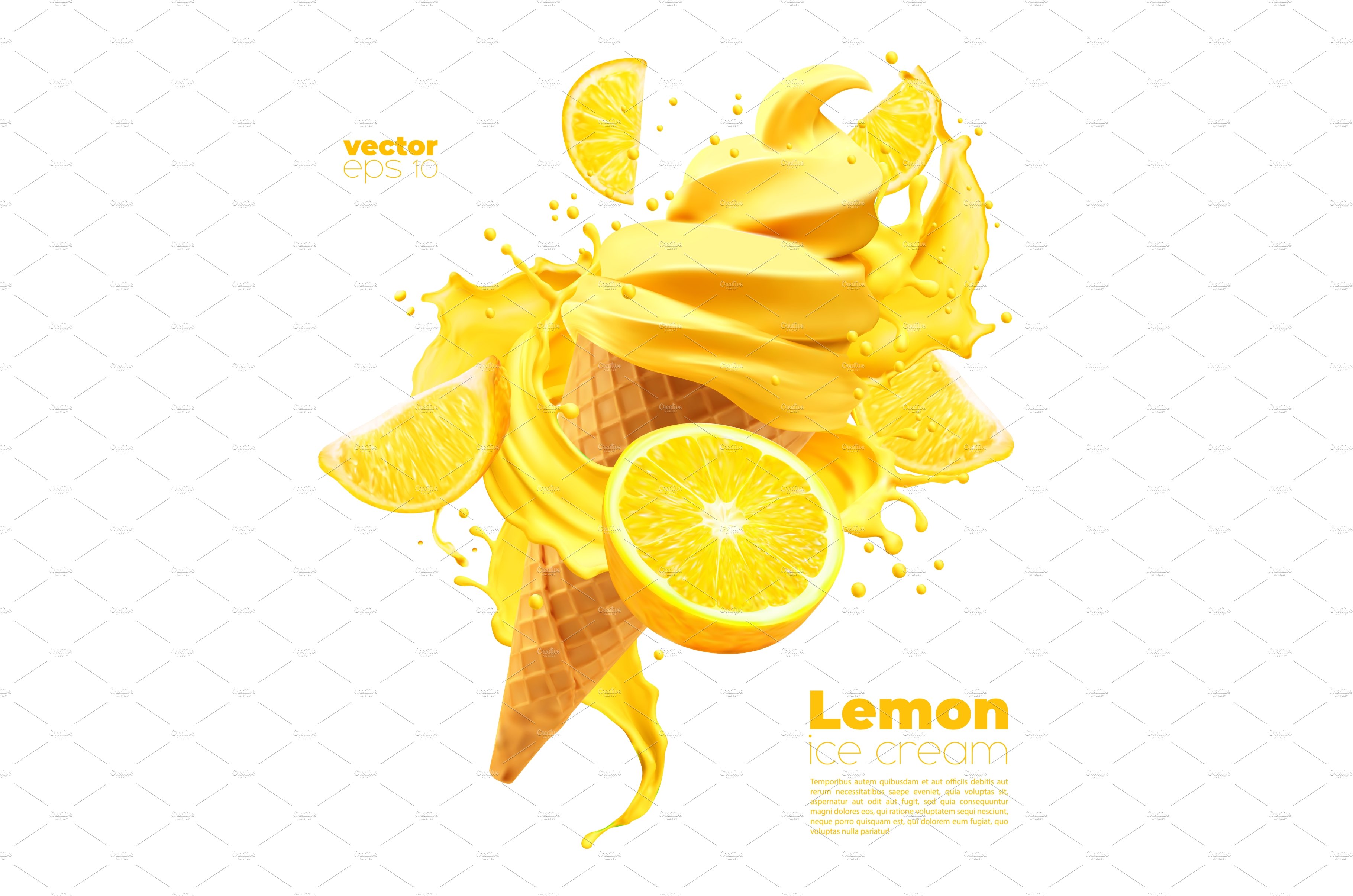 Isolated lemon soft ice cream cover image.
