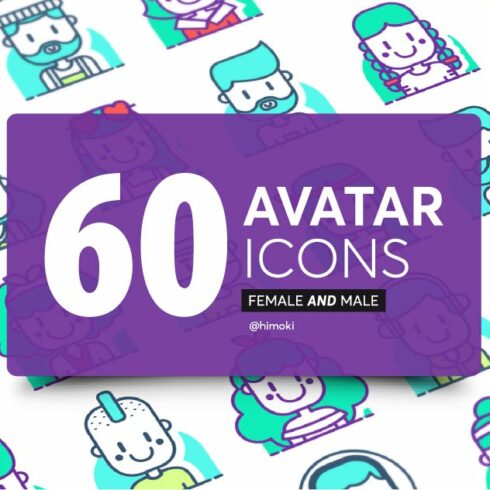 60 avatar icons Duotone-boy and girl cover image.