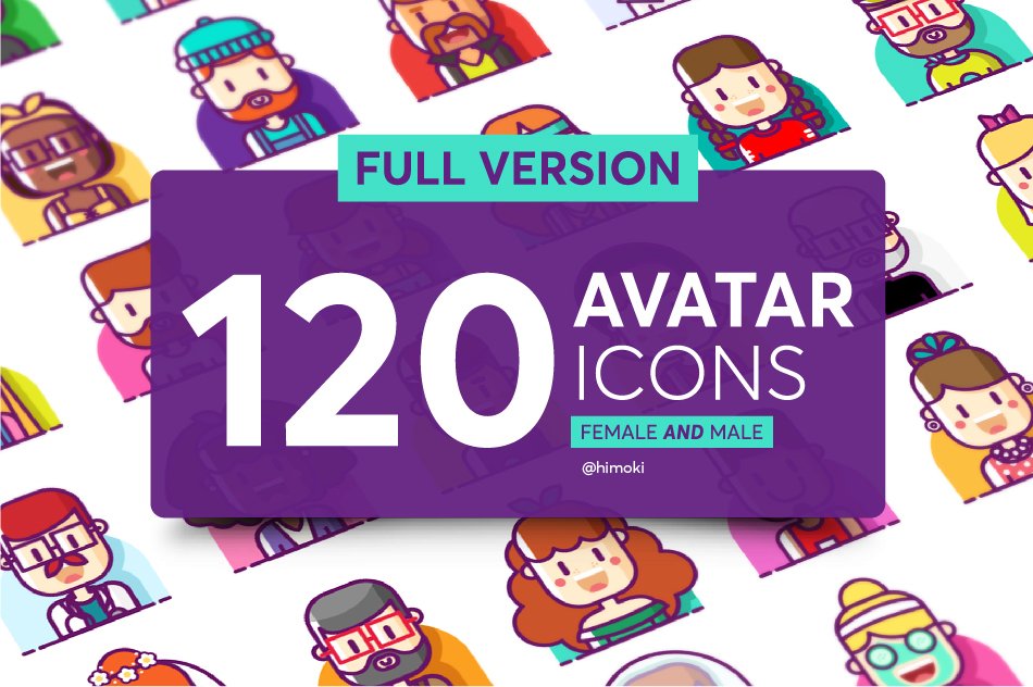 120 avatar icons-Full version cover image.