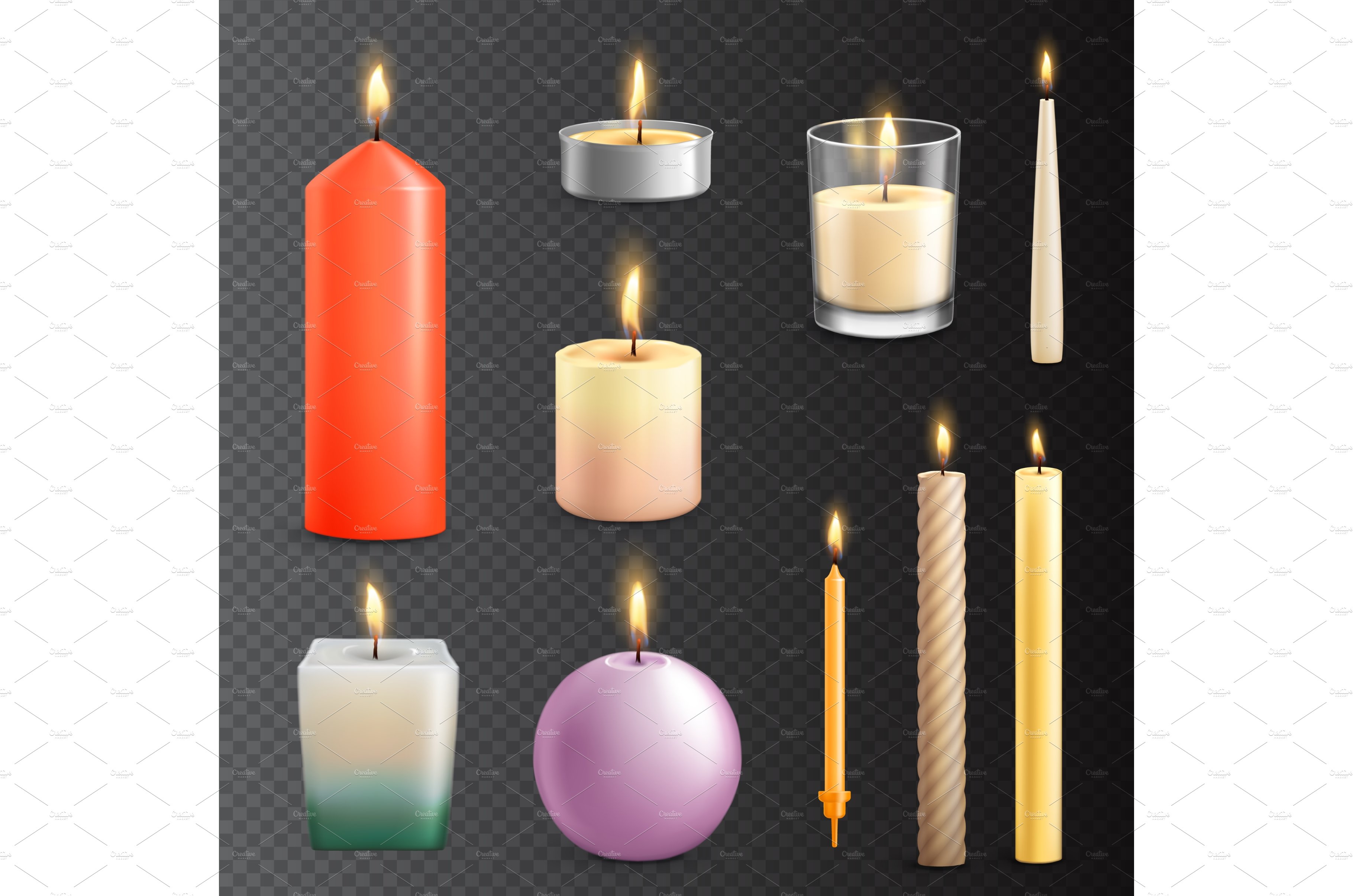 Realistic candles, candlelight cover image.