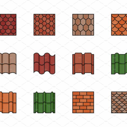 Color roof tile icons, rooftop cover image.