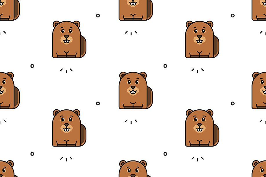 Seamless pattern with Beavers preview image.