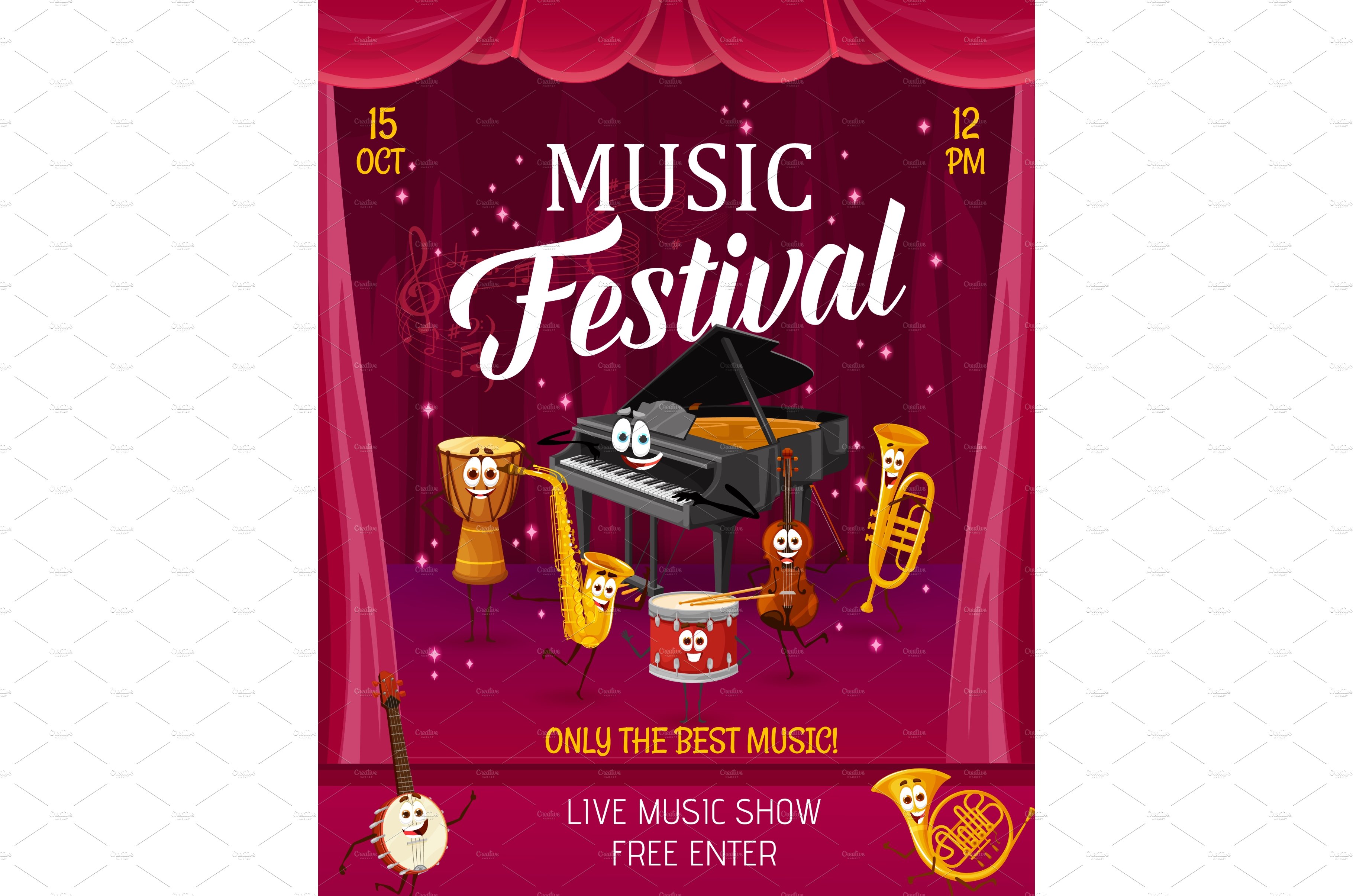 Music festival flyer, music cover image.