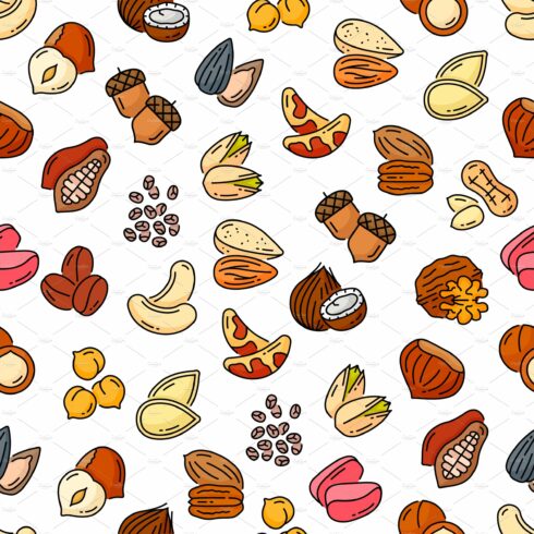 Nuts and beans seamless pattern cover image.