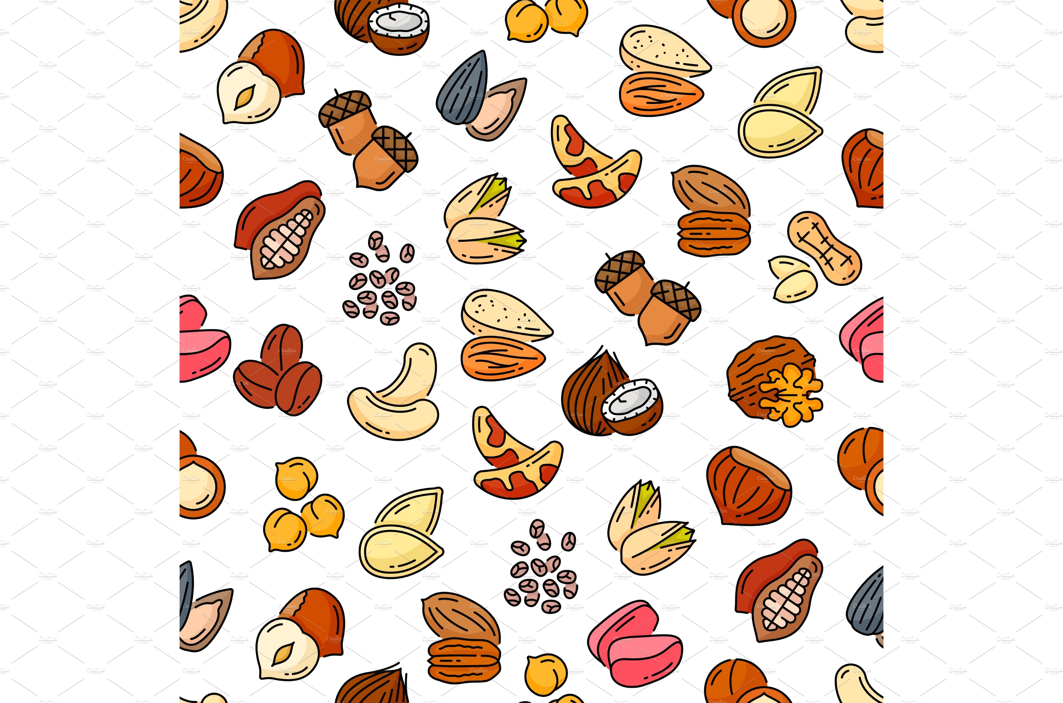 Nuts and beans seamless pattern cover image.