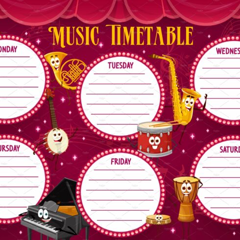 Timetable schedule with instruments cover image.