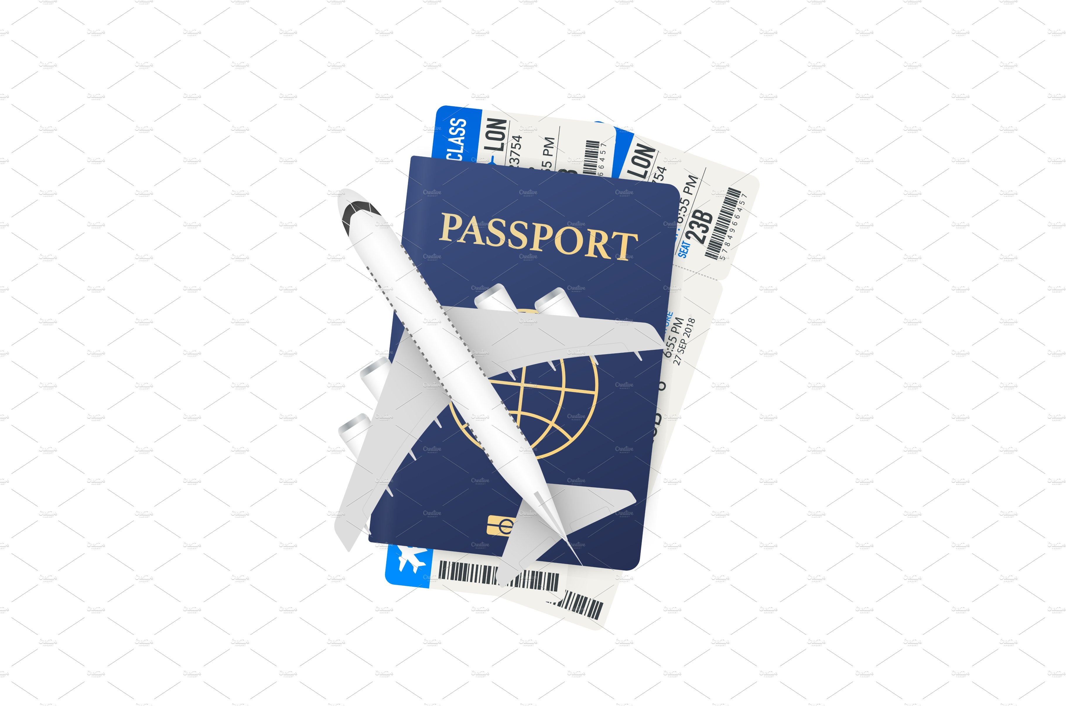 Passports, boarding passes and cover image.