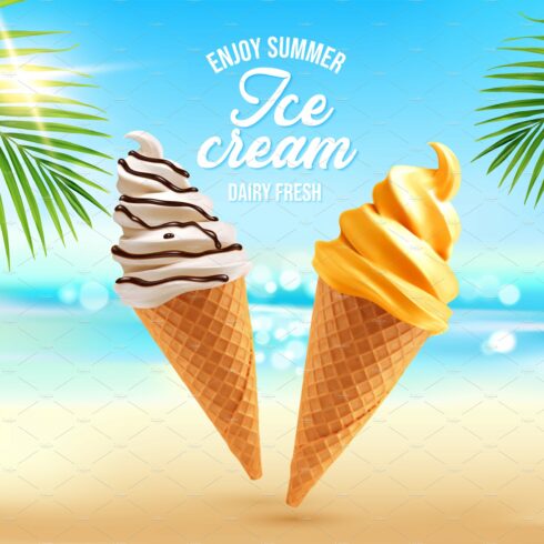 Realistic ice cream cones cover image.