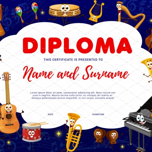 Kid diploma, musical instrument cover image.