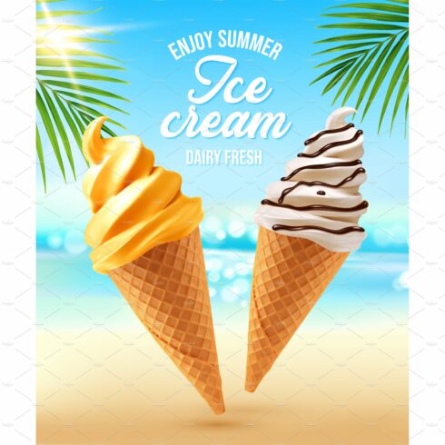 Realistic ice cream cones cover image.
