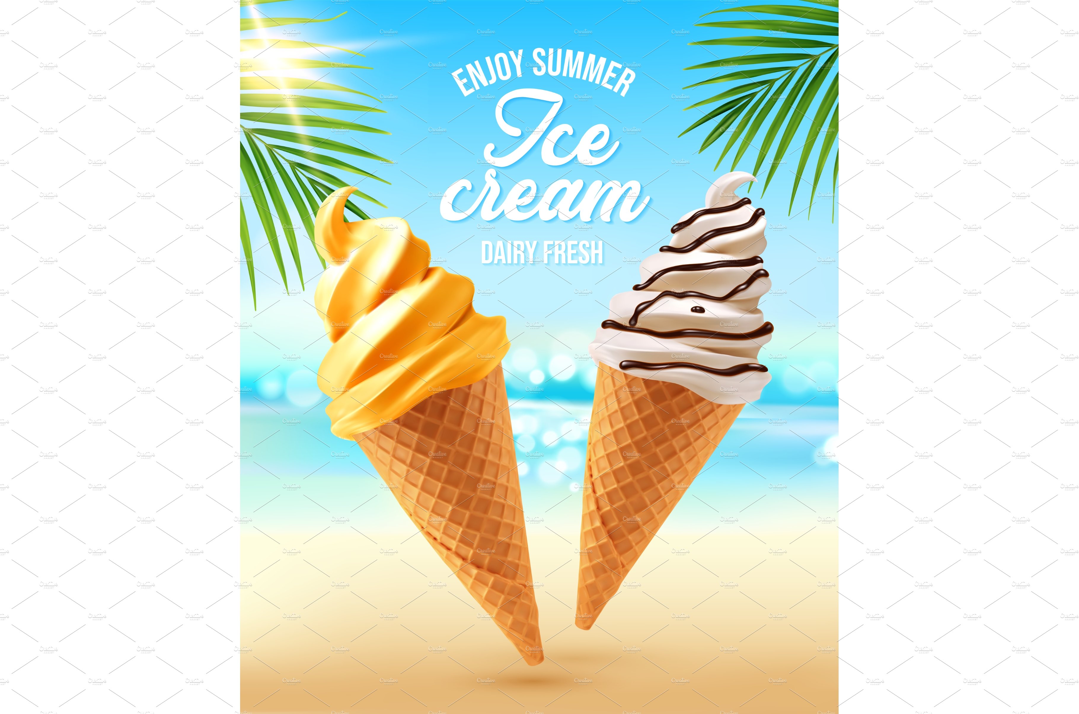 Realistic ice cream cones cover image.