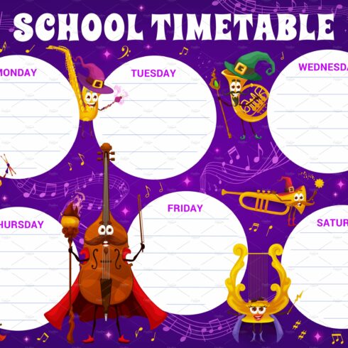 Timetable, musical instruments cover image.