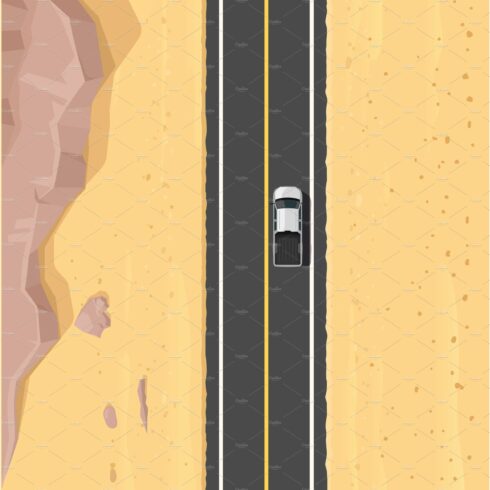 Desert road top view landscape cover image.